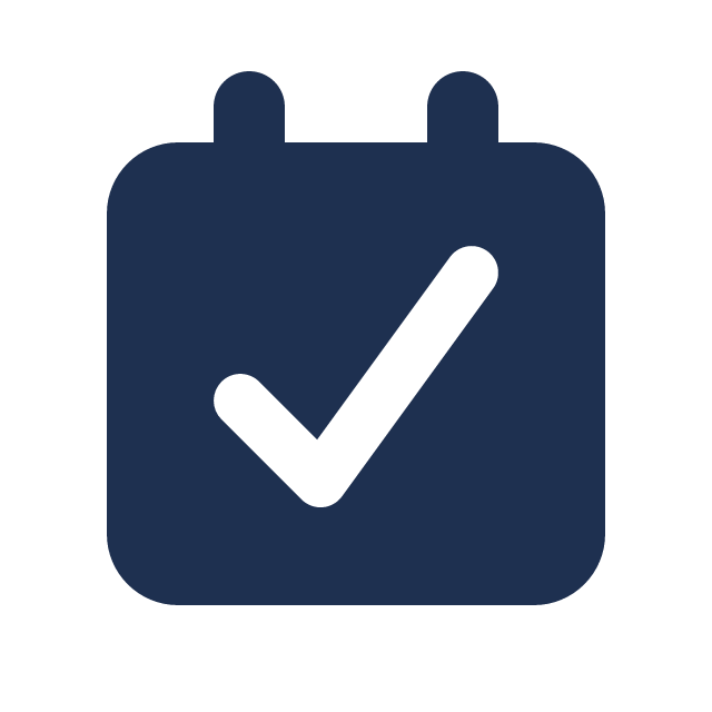 Icon of a calendar with a checkmark