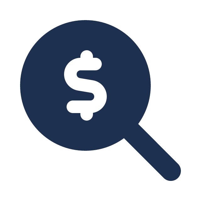 Icon of Magnifying glass with the dollar sign